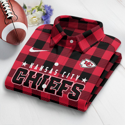 Premium NFL KC Check Long-sleeve Casual Shirt V1 NMD TTV