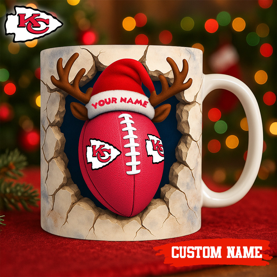Premium NFL KC Christmas Football Ceramic Mug V2 NMD TTV