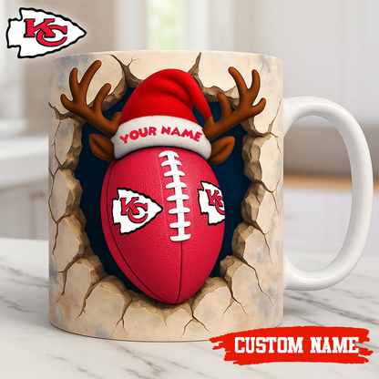 Premium NFL KC Christmas Football Ceramic Mug V2 NMD TTV