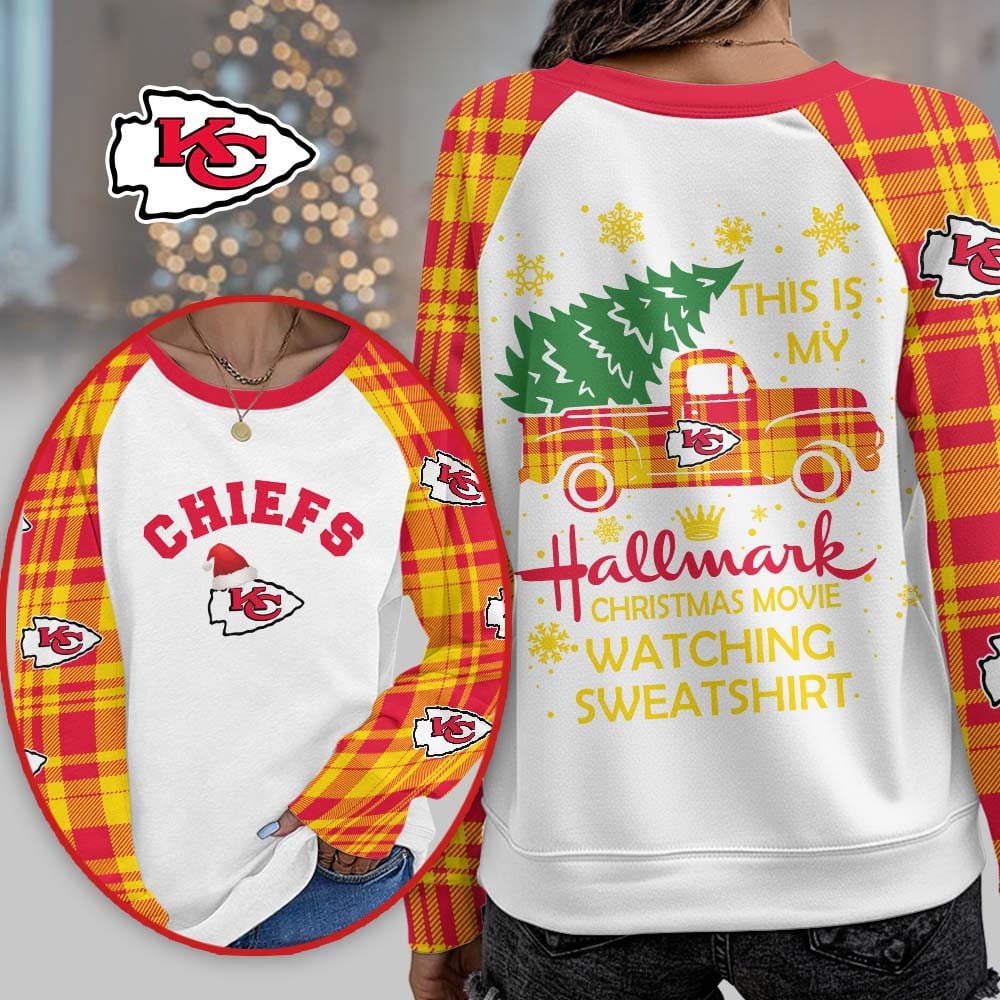 Premium NFL KC Cozy Round Neck Raglan Sleeve Sweatshirt V1 NMD NHM