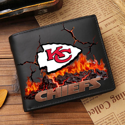 Premium NFL KC Cracked Fire Leather Wallet V1 NMD TTV