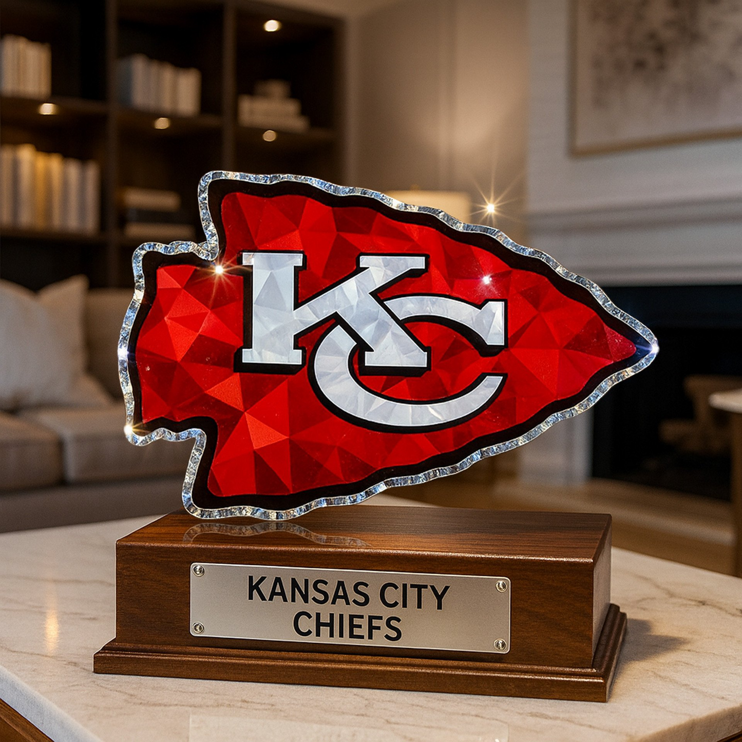 Premium NFL KC Crystal Style Desktop Ornament V1 NMD  TTV
