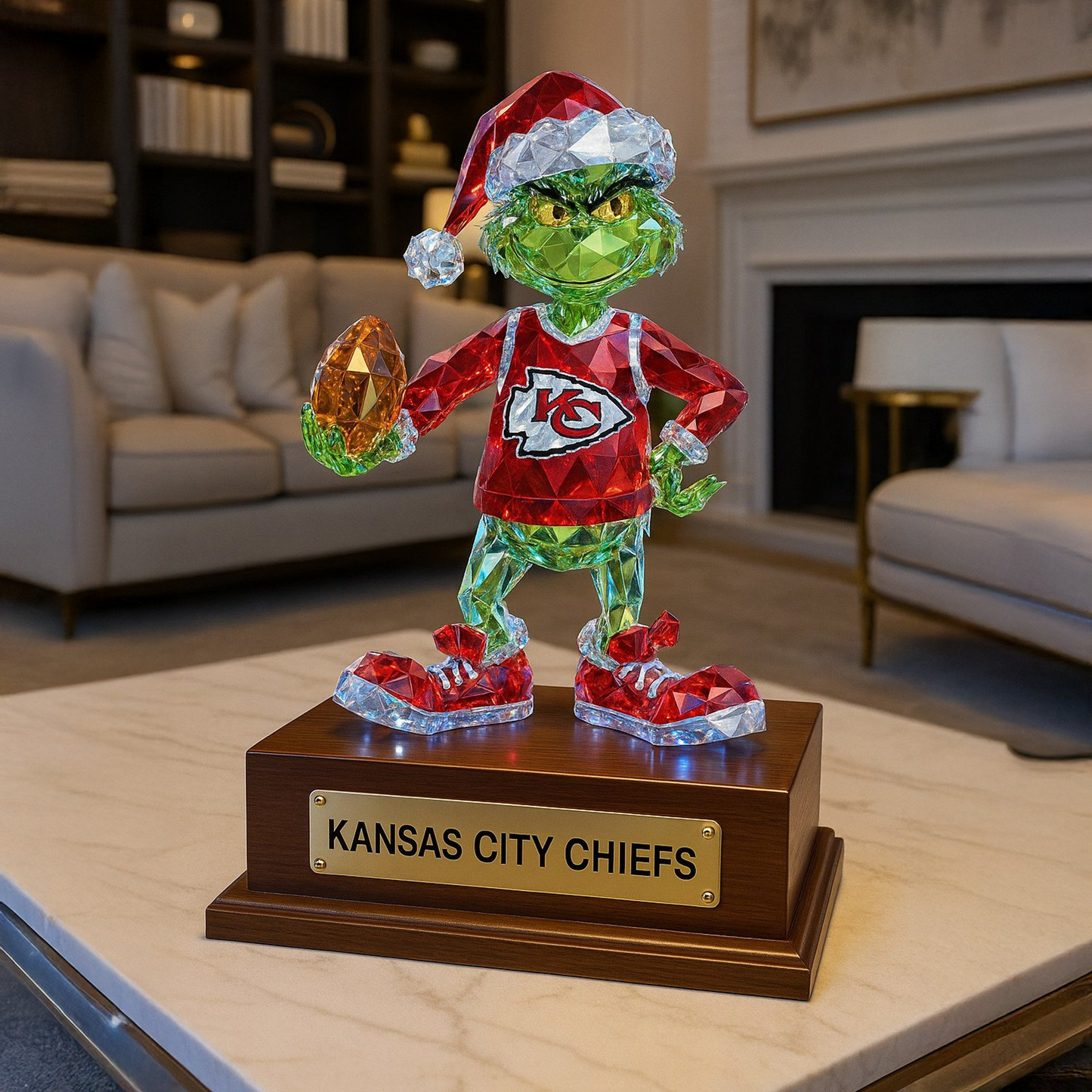 Premium NFL KC Crystal Style Desktop Ornament V1 NMD  TTV