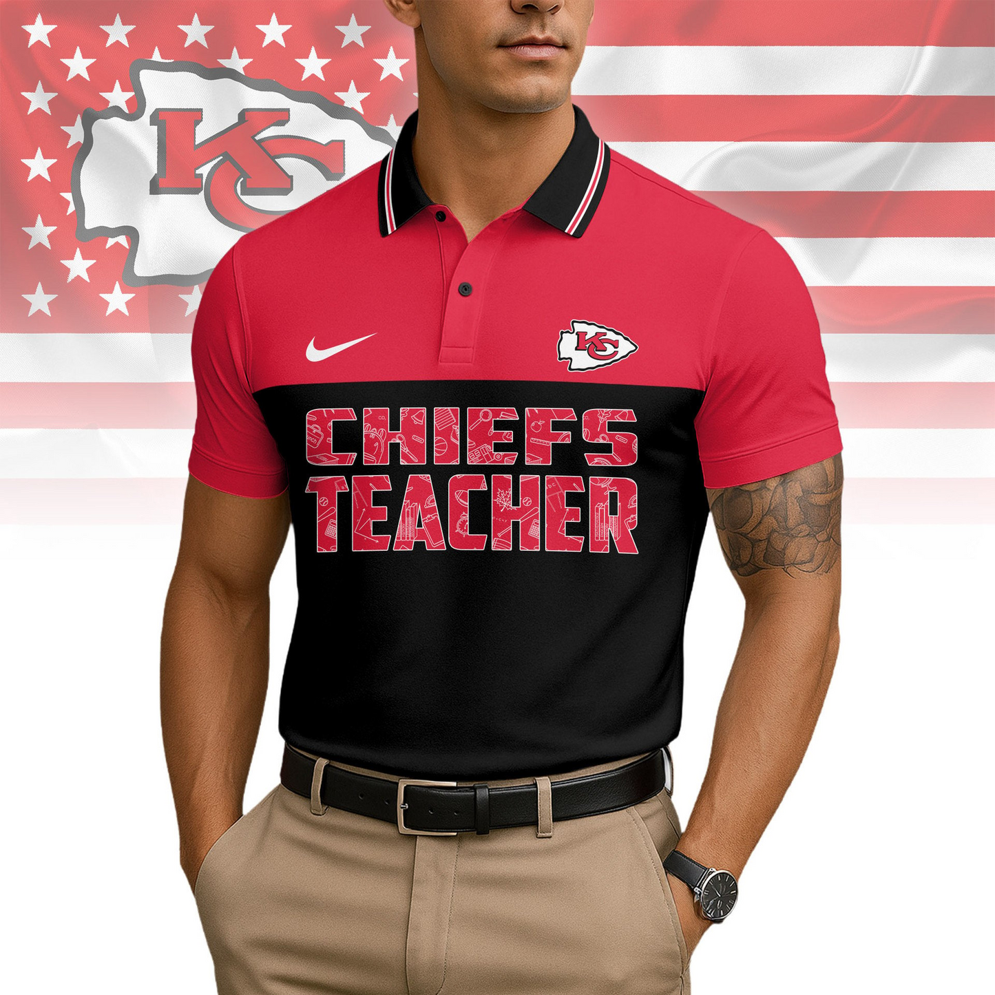 Premium NFL KC Teacher Appreciation Polo Shirt V15 NMD TTV