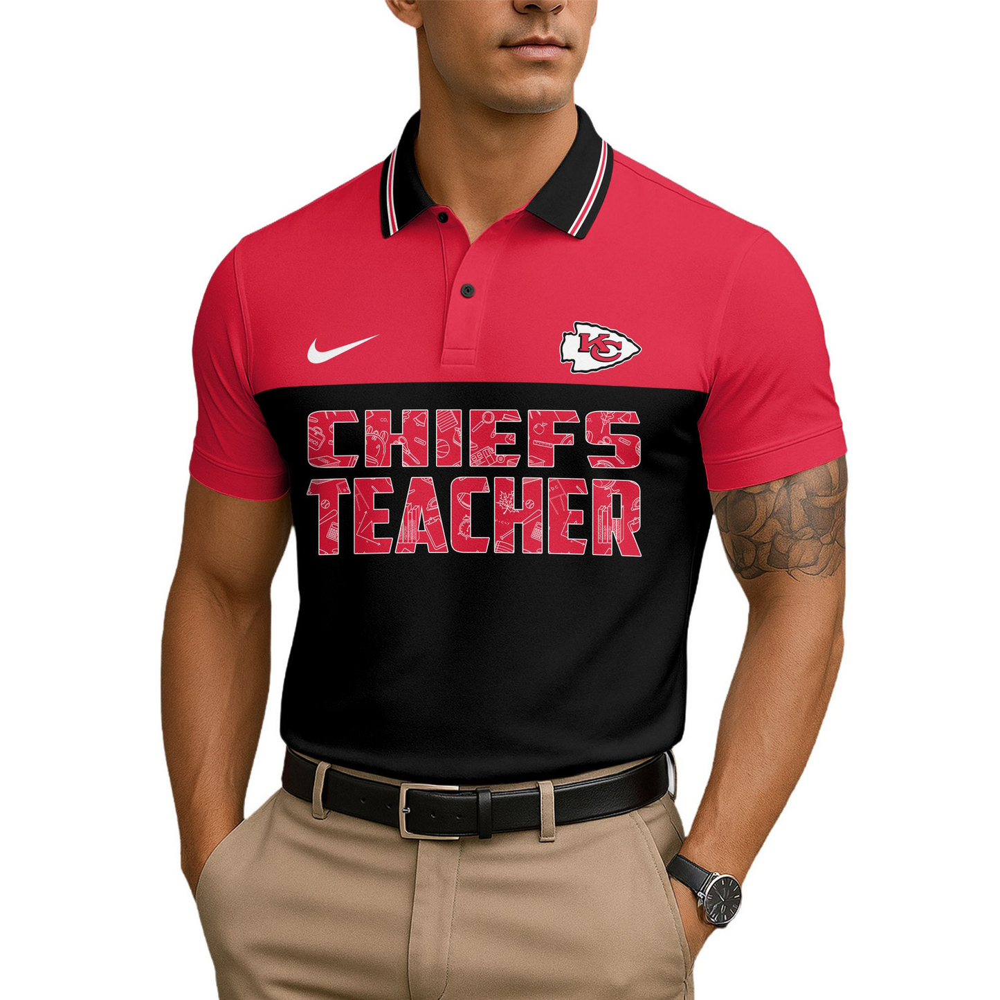 Premium NFL KC Teacher Appreciation Polo Shirt V15 NMD TTV