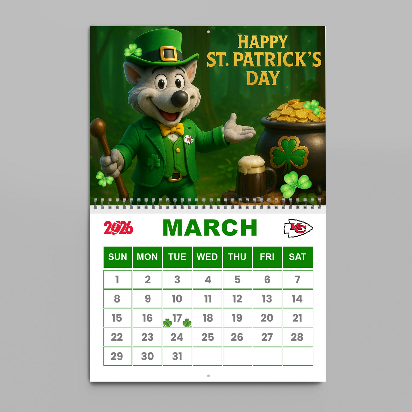 Premium NFL KC Wall Calendar 2026 V1 NMD TTV