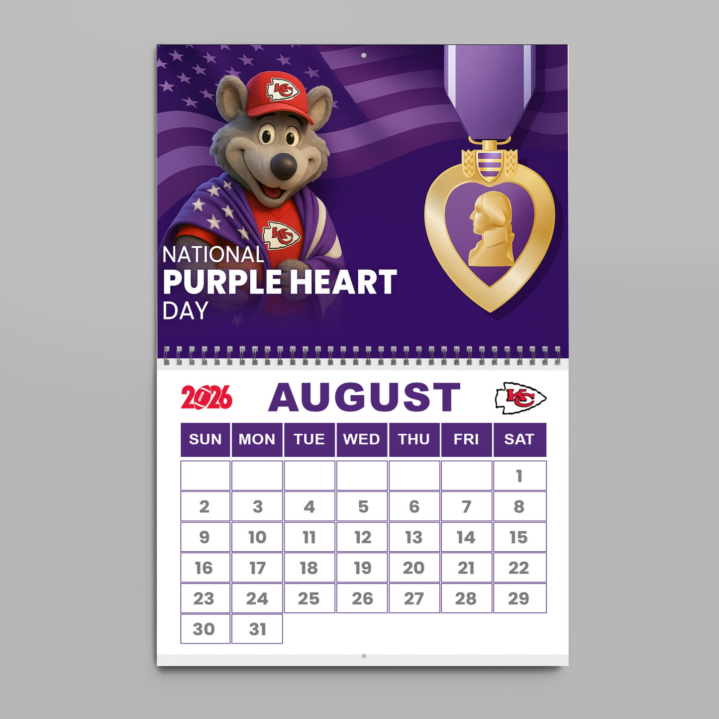 Premium NFL KC Wall Calendar 2026 V1 NMD TTV