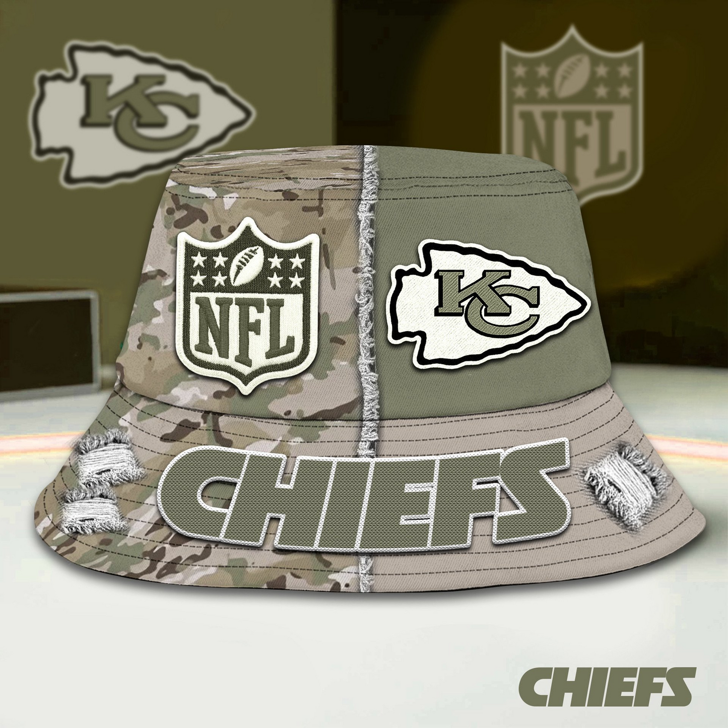 Premium NFL KCC Salute To Service Bucket Hat NMD  TTV