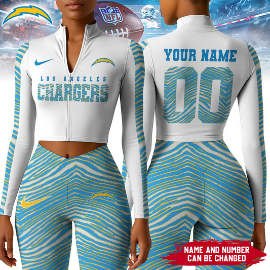 Premium NFL LAC Long-Sleeve Crop Top Sports Jacket and Leggings V1 NMD TTV