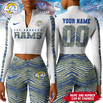 Premium NFL LAR Long-Sleeve Crop Top Sports Jacket and Leggings V1 NMD TTV