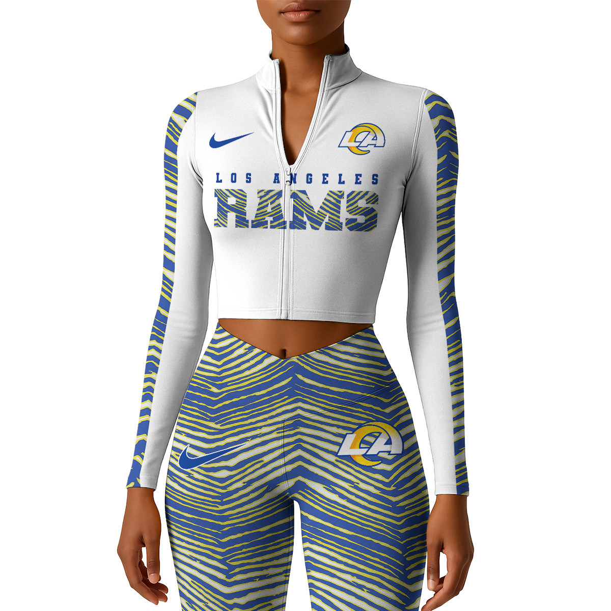 Premium NFL LAR Long-Sleeve Crop Top Sports Jacket and Leggings V1 NMD TTV