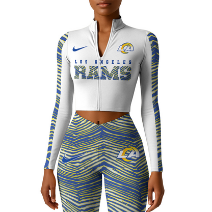 Premium NFL LAR Long-Sleeve Crop Top Sports Jacket and Leggings V1 NMD TTV