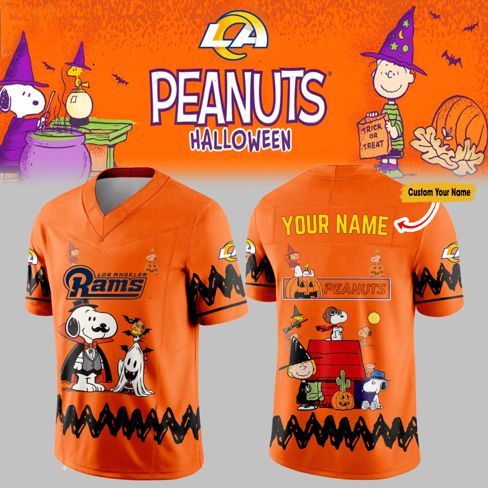 Premium NFL LAR x PEA Halloween V-neck Short Sleeve Jersey V1 NMD TTV