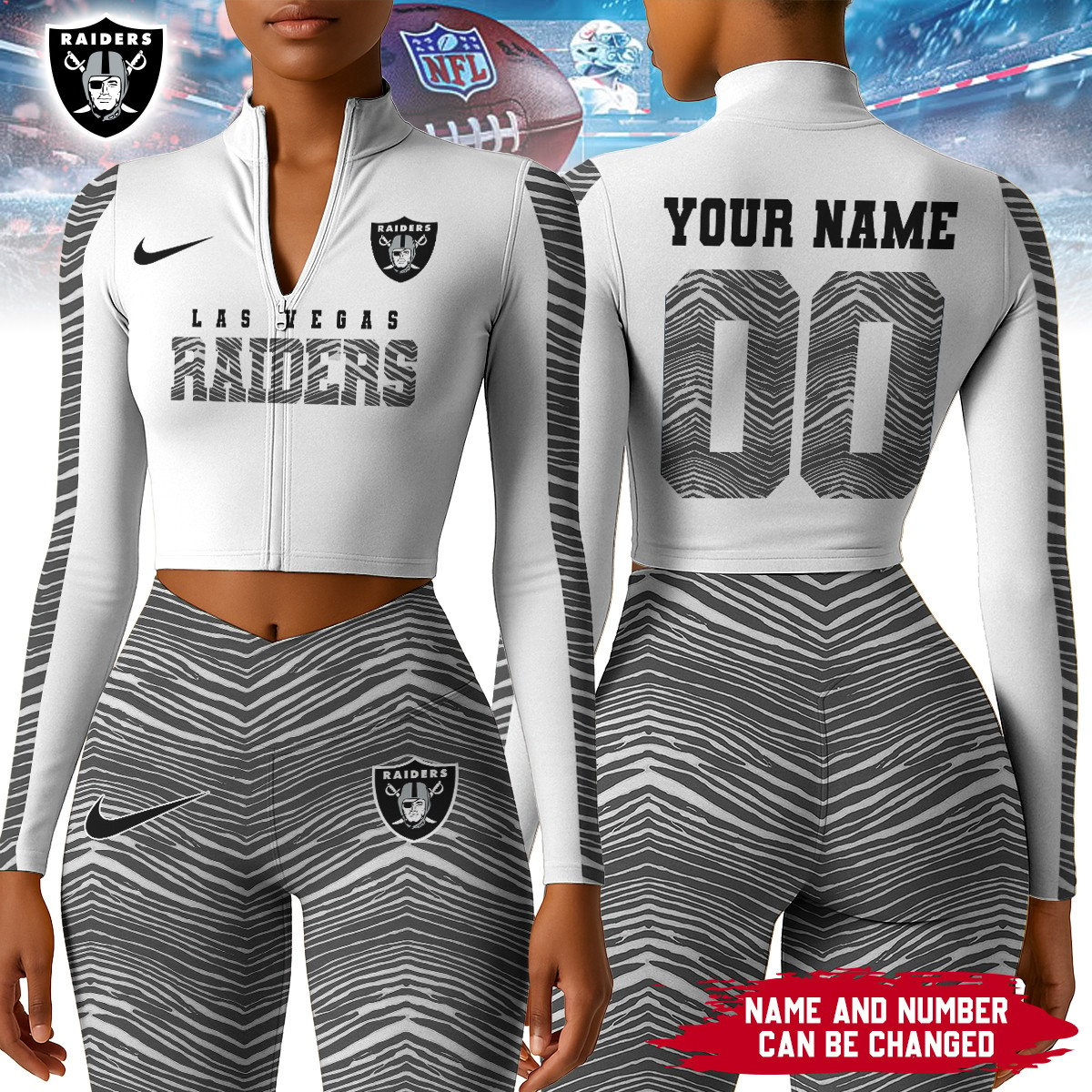 Premium NFL LV Long-Sleeve Crop Top Sports Jacket and Leggings V1 NMD TTV