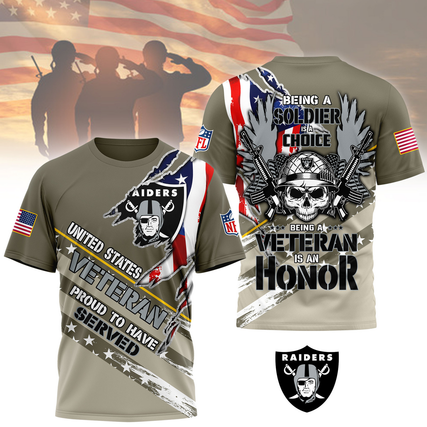 Premium NFL LV Proud U.S. Veteran T-shirt V1 NMD TTV