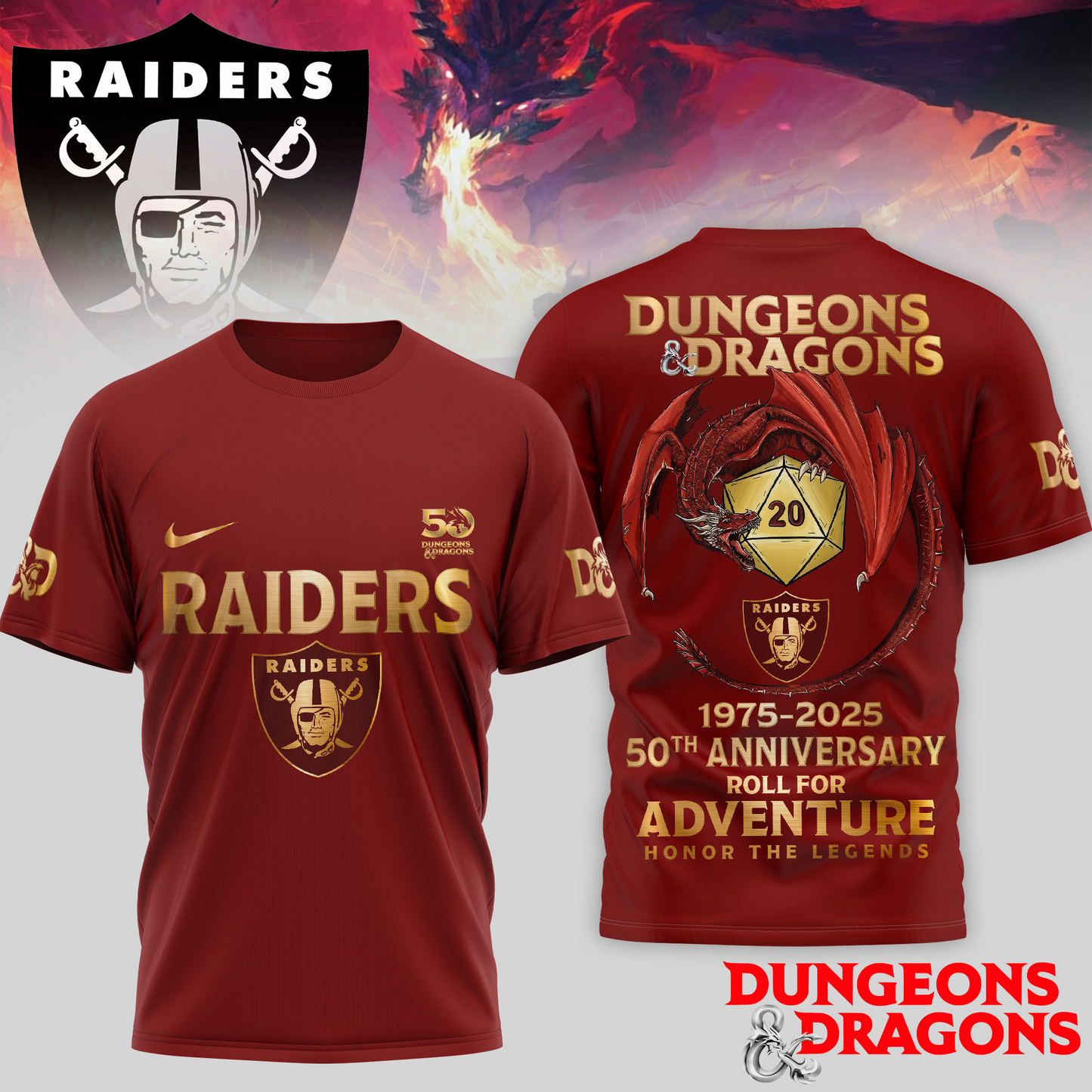 Premium NFL LV x Dungeons And Dragons 50th Anniversary Shirt V15 NMD TTV