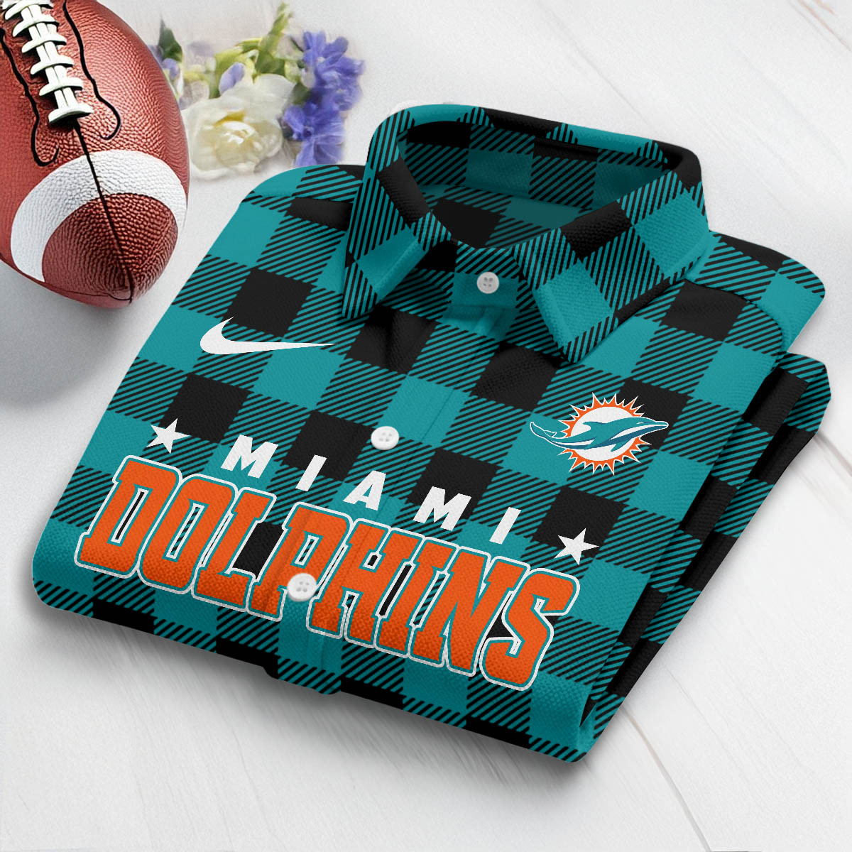 Premium NFL MIA Check Long-sleeve Casual Shirt V1 NMD TTV