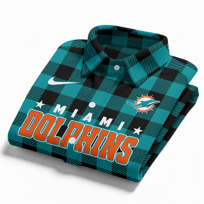 Premium NFL MIA Check Long-sleeve Casual Shirt V1 NMD TTV