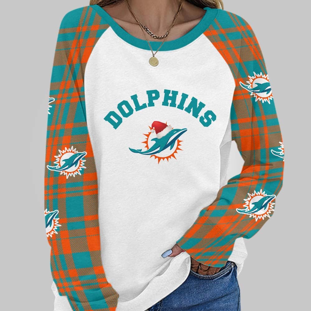 Premium NFL MIA Cozy Round Neck Raglan Sleeve Sweatshirt V1 NMD NHM