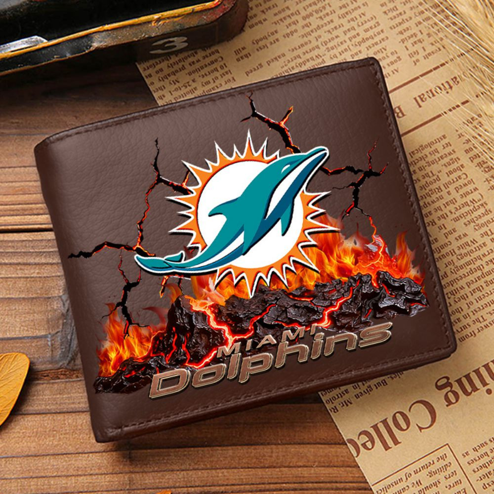 Premium NFL MIA Cracked Fire Leather Wallet V1 NMD TTV