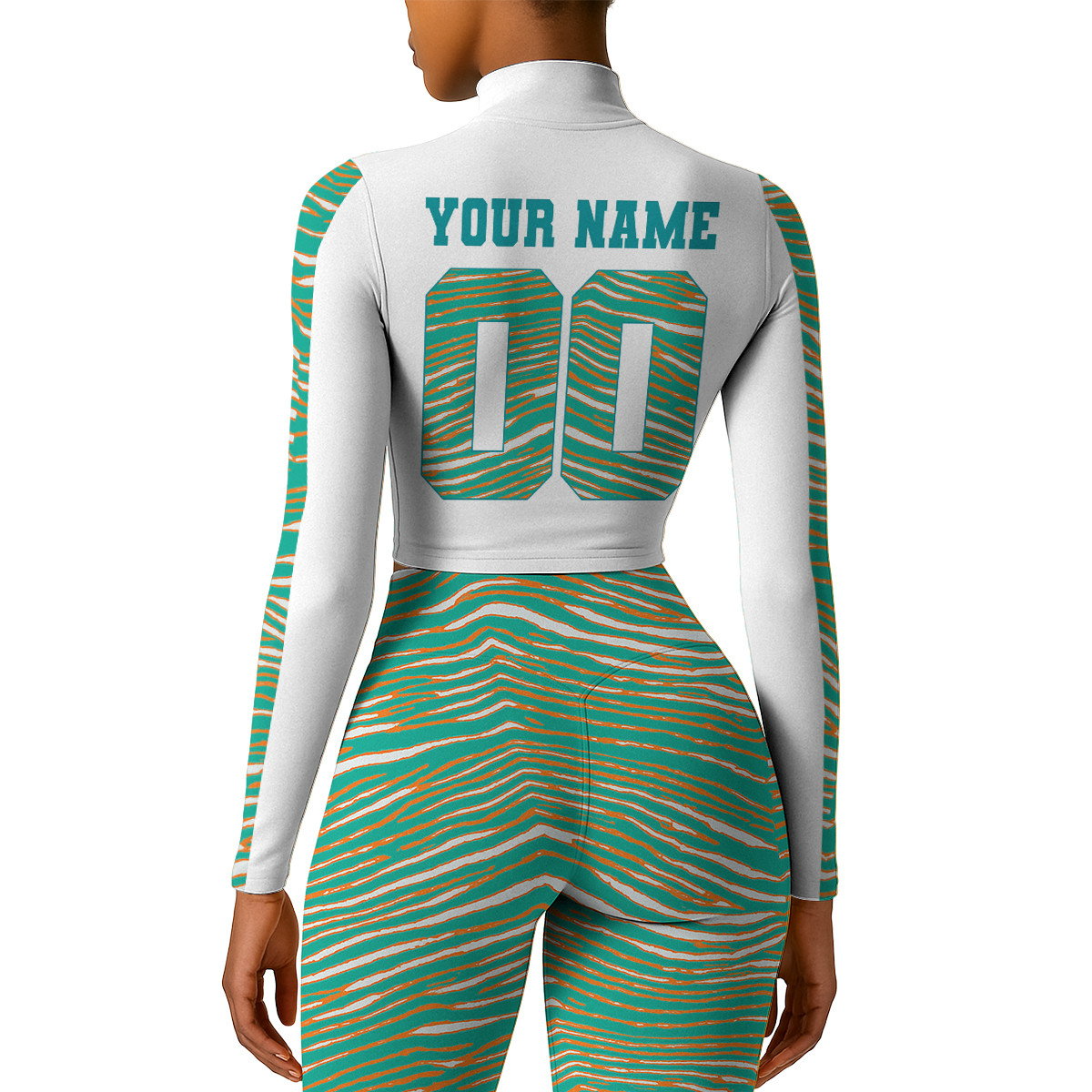 Premium NFL MIA Long-Sleeve Crop Top Sports Jacket and Leggings V1 NMD TTV