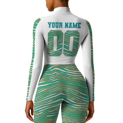Premium NFL MIA Long-Sleeve Crop Top Sports Jacket and Leggings V1 NMD TTV