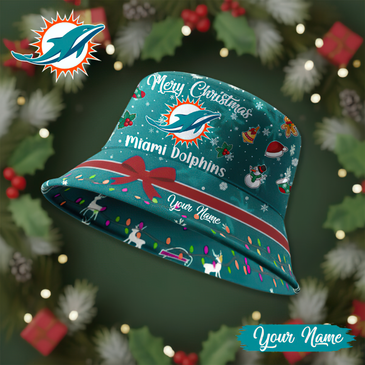 Premium NFL MIA Merry Christmas Bucket Hat V1 NMD TTV