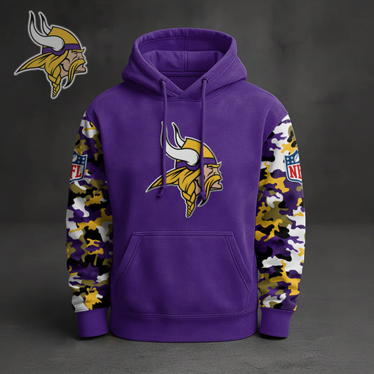 Premium NFL MIN Camo Arm Pullover Hoodie V1 NMD NHM