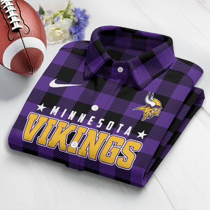 Premium NFL MIN Check Long-sleeve Casual Shirt V1 NMD TTV