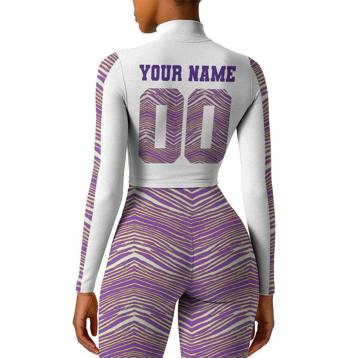 Premium NFL MIN Long-Sleeve Crop Top Sports Jacket and Leggings V1 NMD TTV
