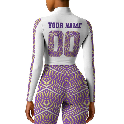 Premium NFL MIN Long-Sleeve Crop Top Sports Jacket and Leggings V1 NMD TTV