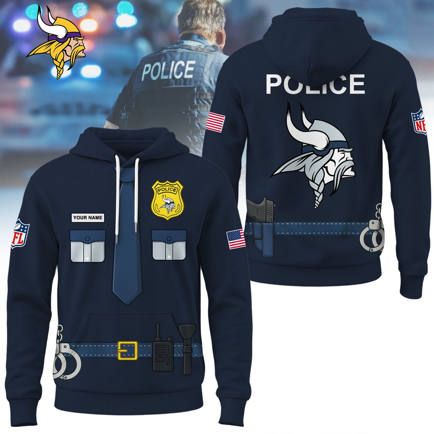 Premium NFL MIN Police Office Costume Shirt V1 NMD TTV