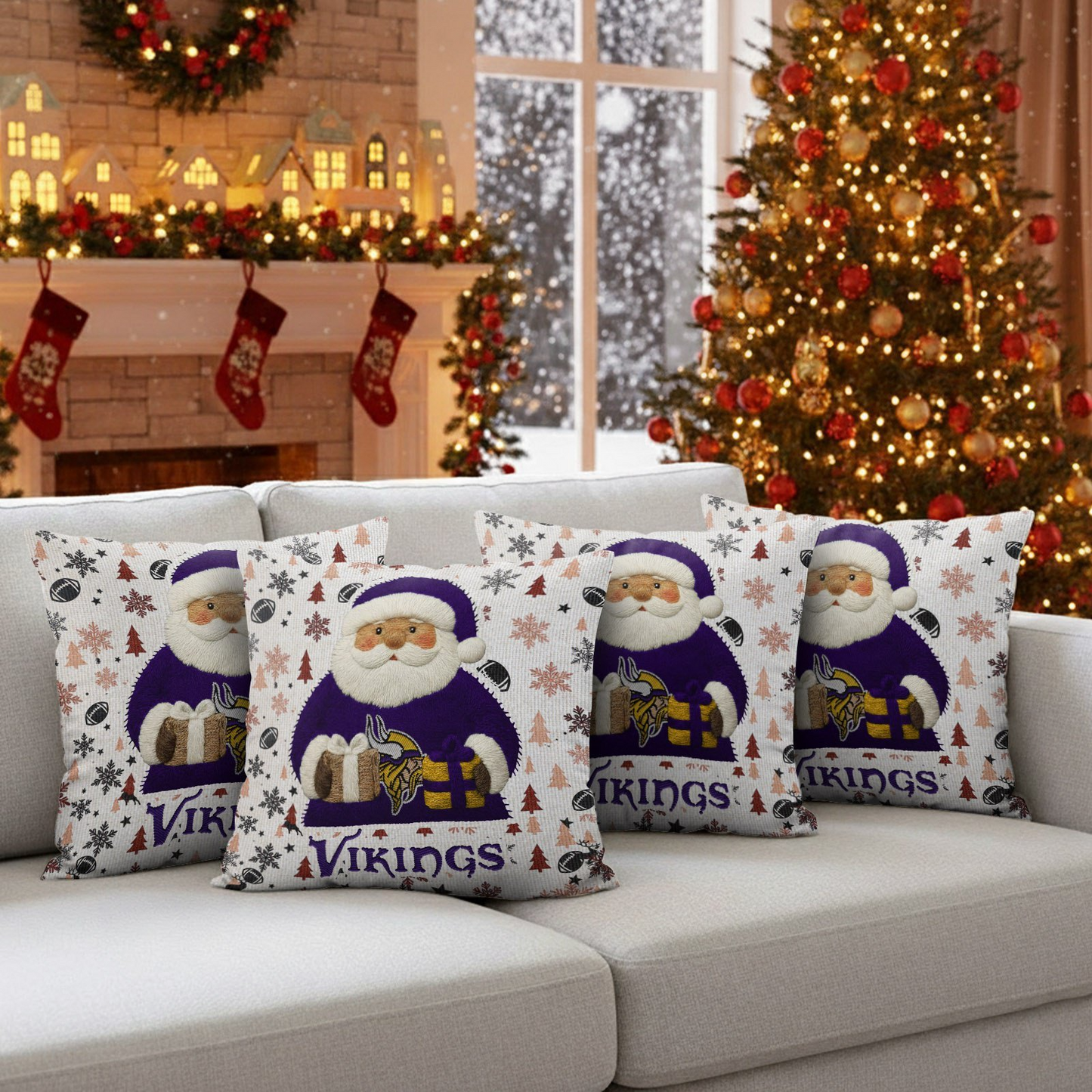 Premium NFL MIN Santa Christmas Pillow V1 NMD TTV