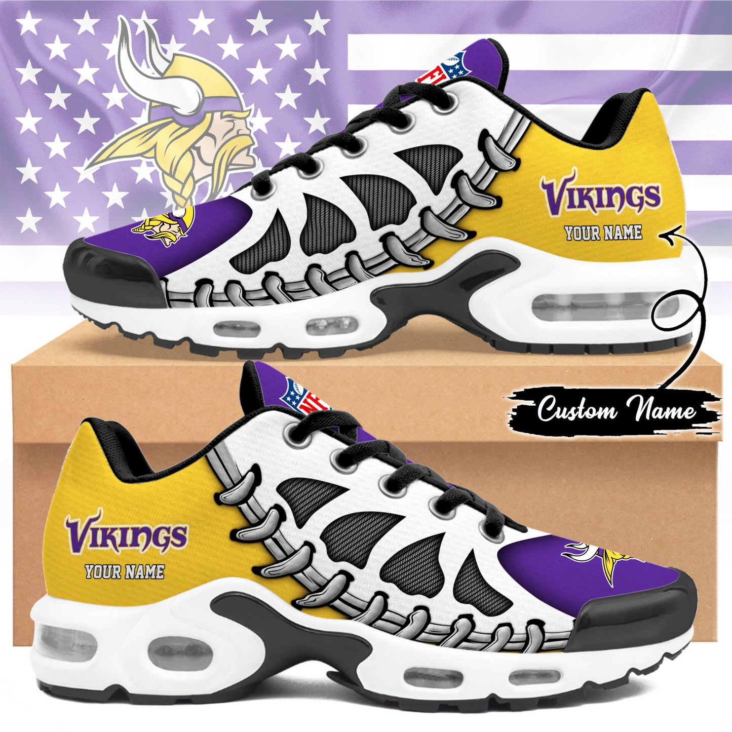 Premium NFL MIN Spine Rush Air Max Sneaker V4 NMD  TTV