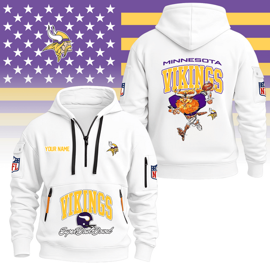 Premium NFL MIN Super Bowl Hoodie Half Zipper V1 NMD TTV