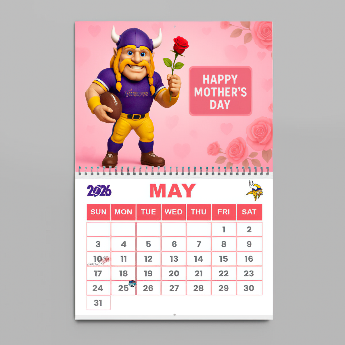 Premium NFL MIN Wall Calendar 2026 V1 NMD TTV