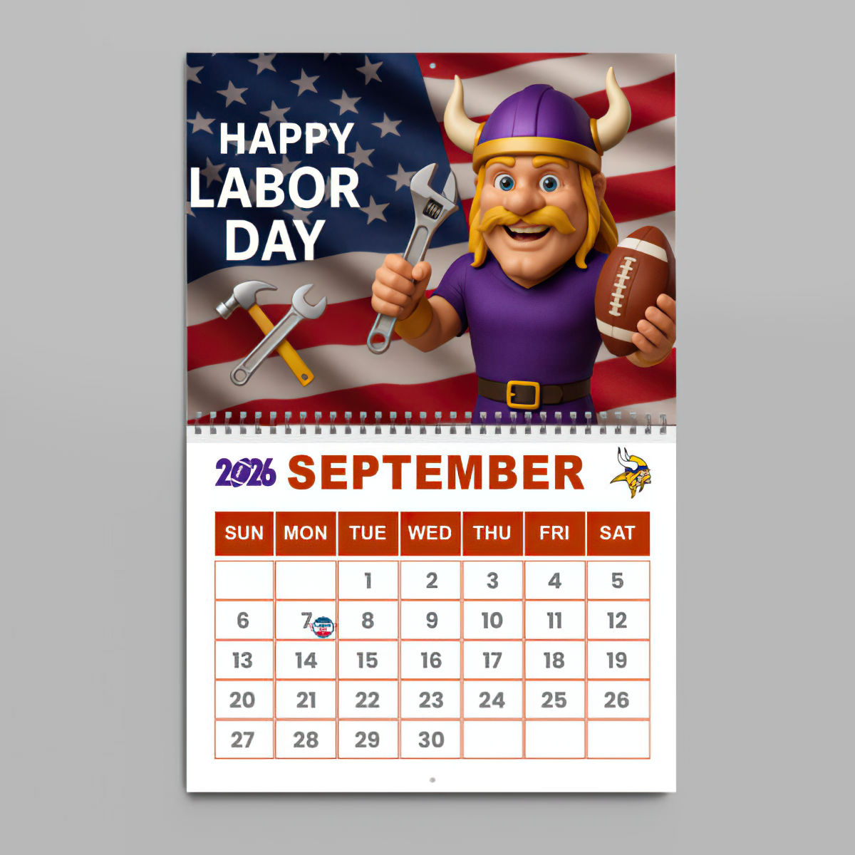 Premium NFL MIN Wall Calendar 2026 V1 NMD TTV