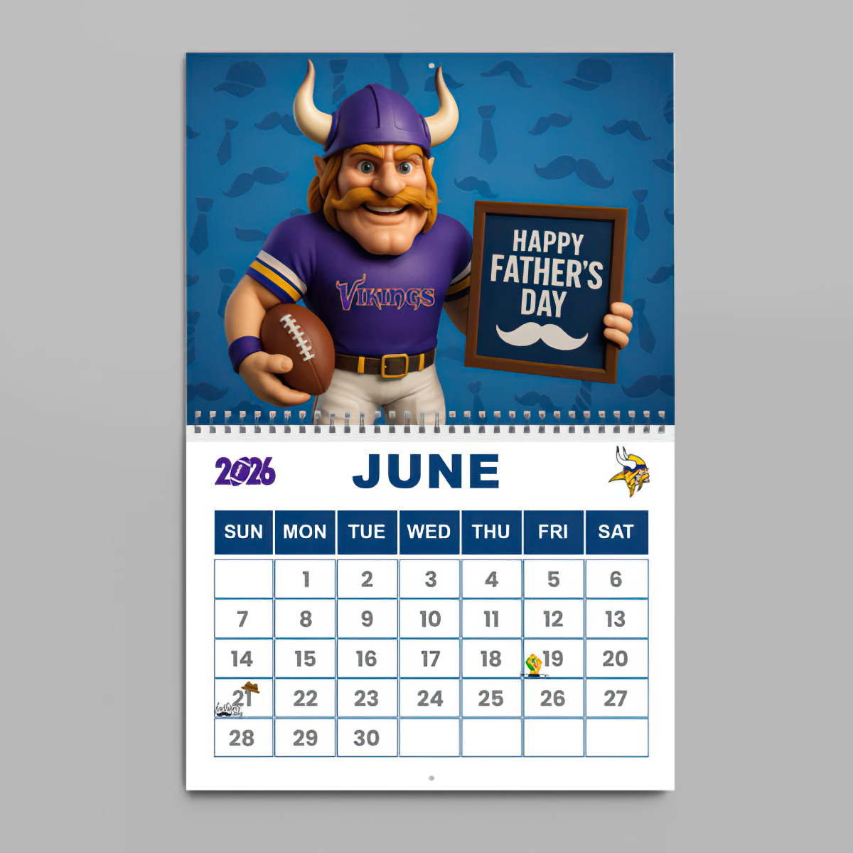 Premium NFL MIN Wall Calendar 2026 V1 NMD TTV