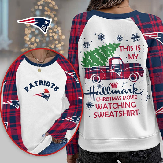 Premium NFL NE Cozy Round Neck Raglan Sleeve Sweatshirt V1 NMD NHM