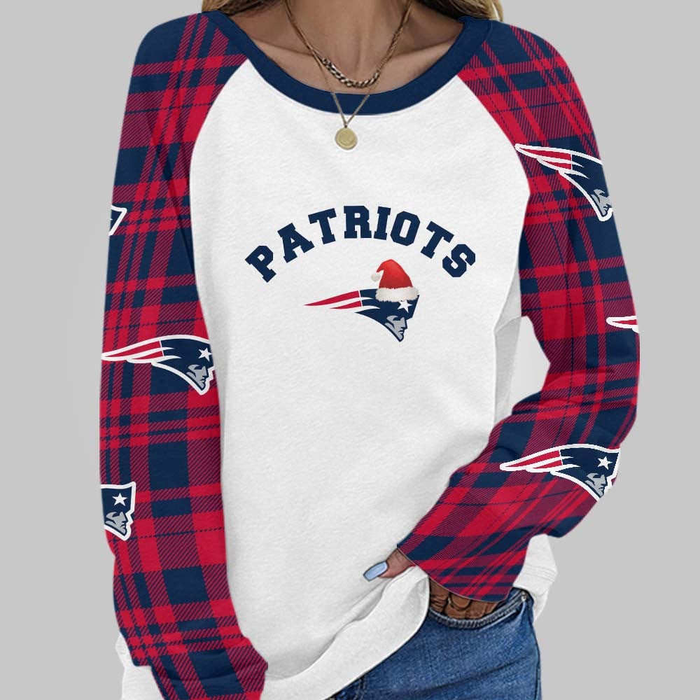Premium NFL NE Cozy Round Neck Raglan Sleeve Sweatshirt V1 NMD NHM