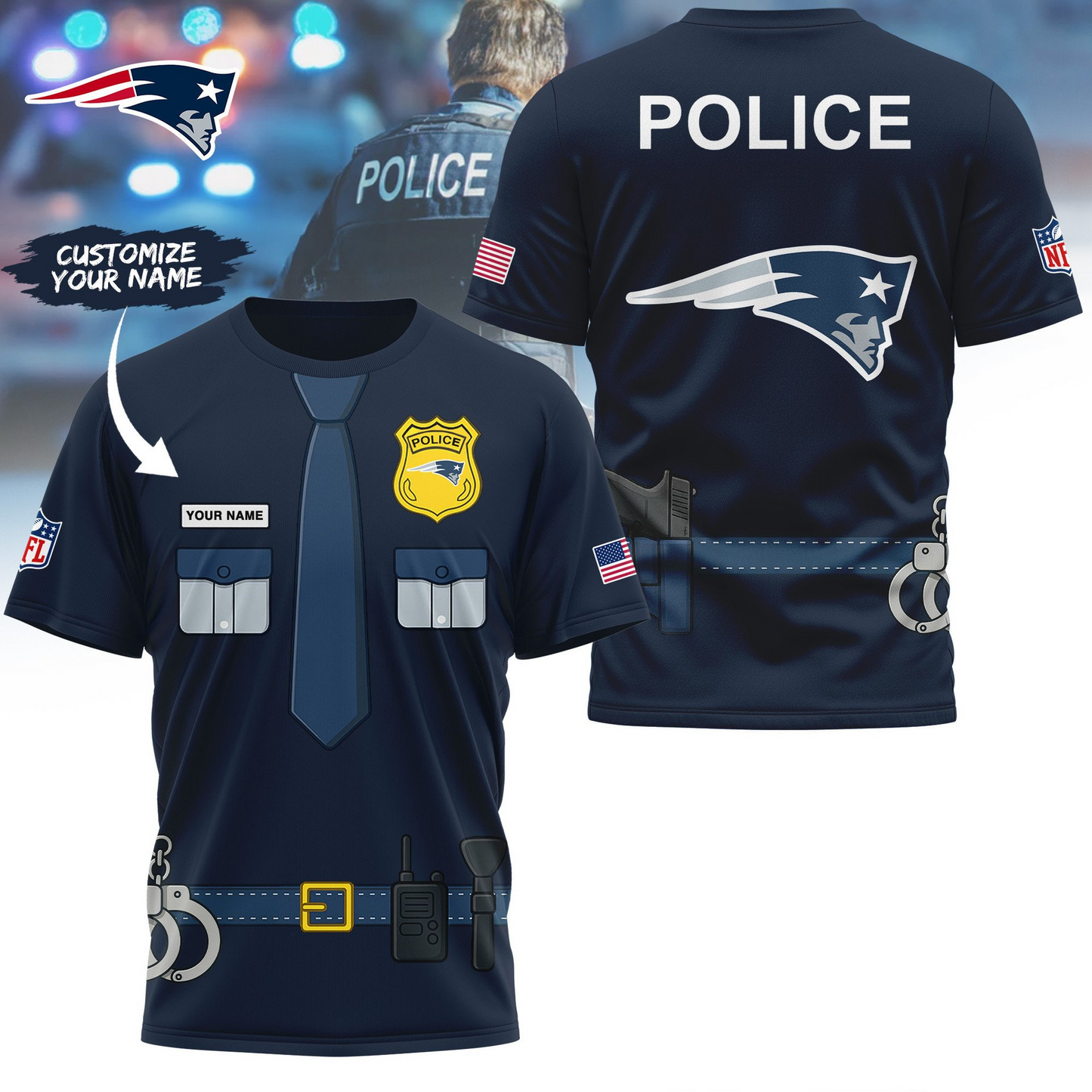 Premium NFL NE Police Office Costume Shirt V1 NMD TTV