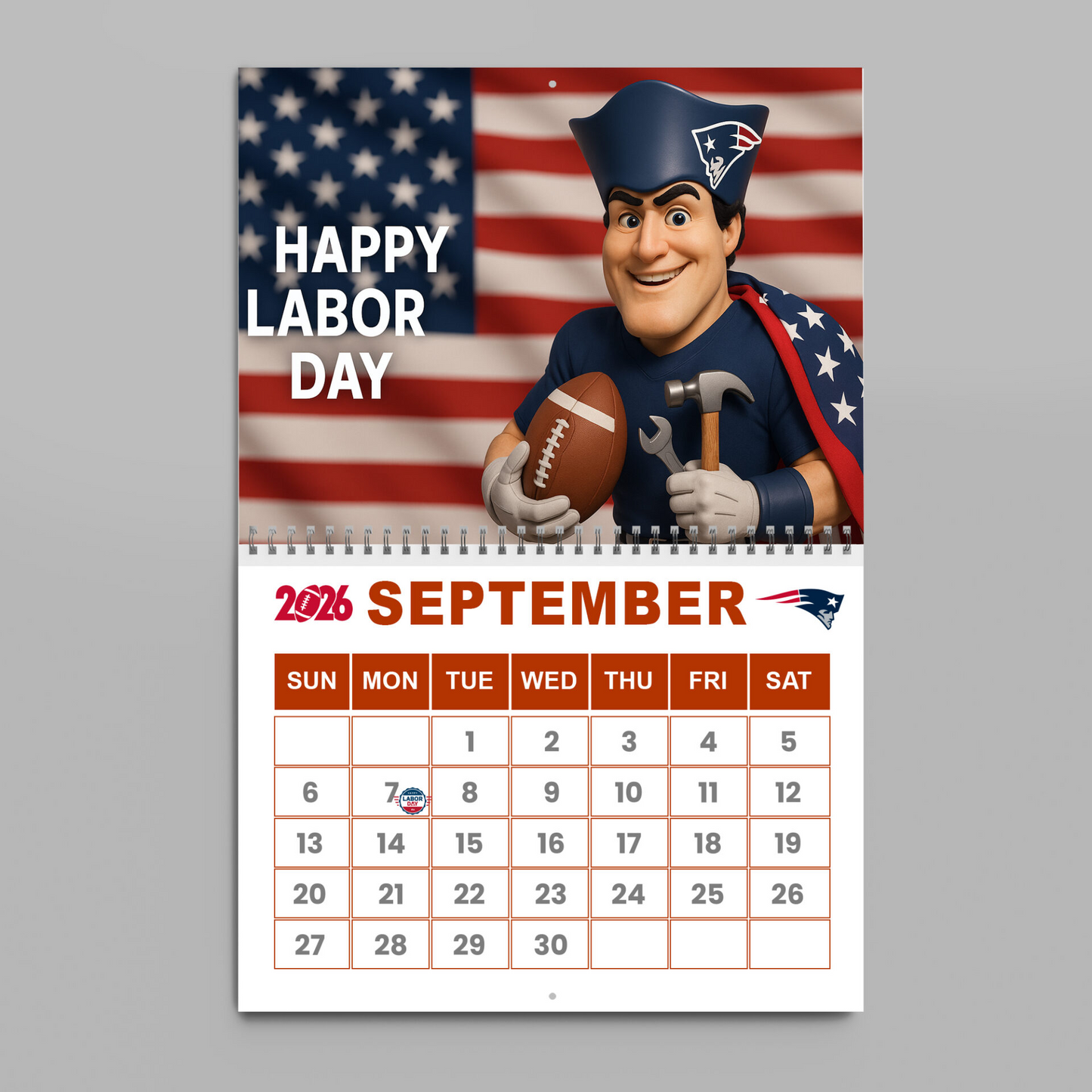 Premium NFL NE Wall Calendar 2026 V1 NMD TTV