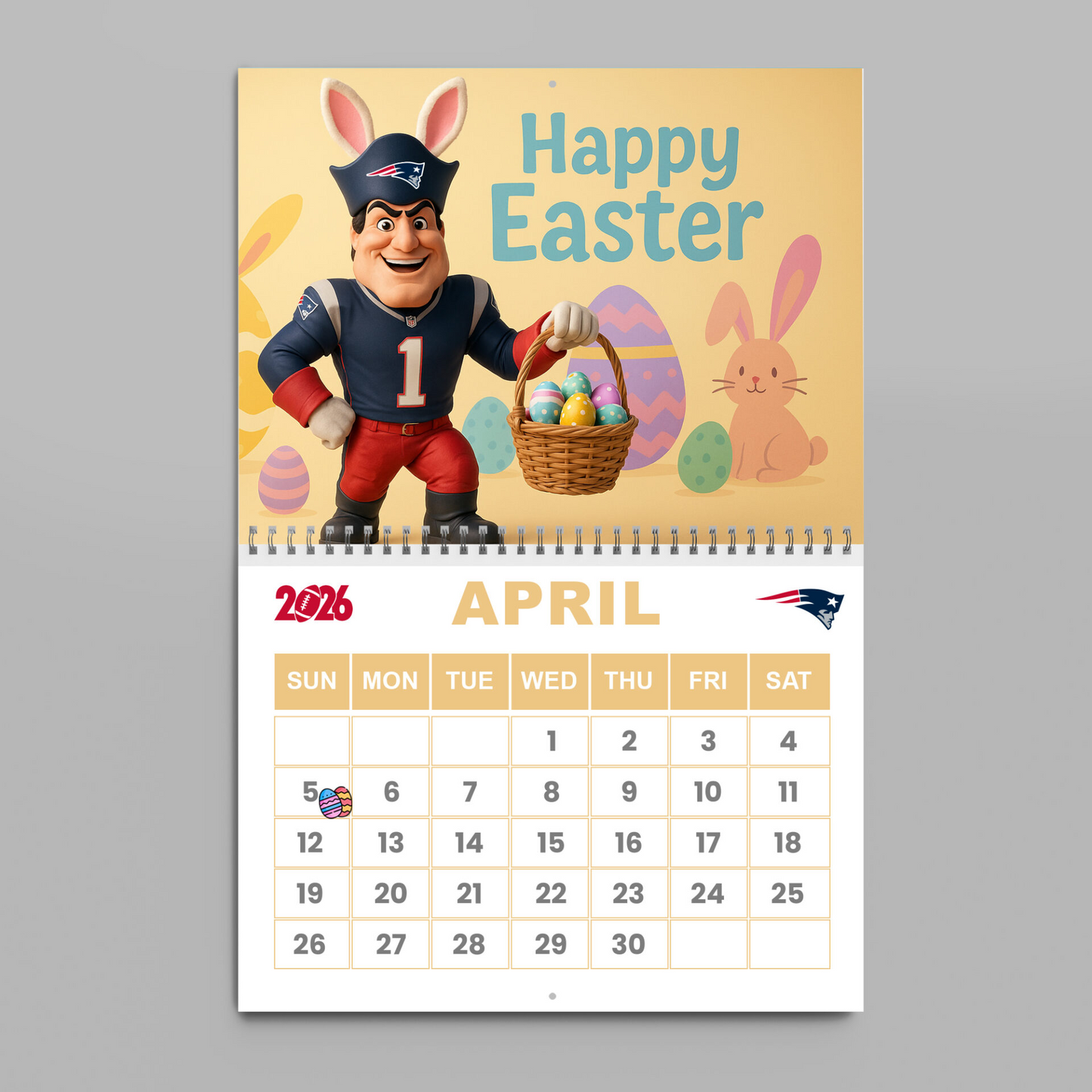 Premium NFL NE Wall Calendar 2026 V1 NMD TTV