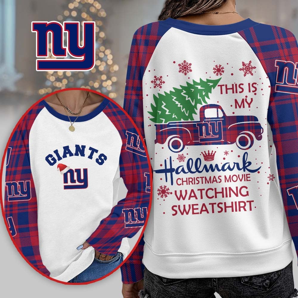 Premium NFL NYG Cozy Round Neck Raglan Sleeve Sweatshirt V1 NMD NHM