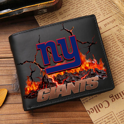 Premium NFL NYG Cracked Fire Leather Wallet V1 NMD TTV