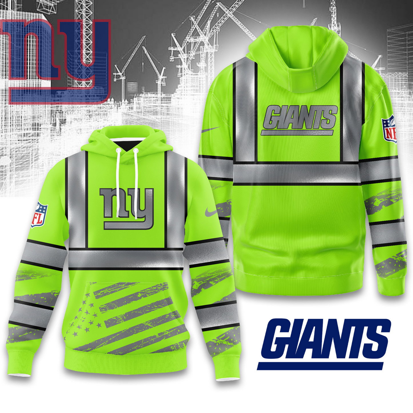 Premium NFL NYG Safety Hi-Vis Hoodie V1 NMD TTV