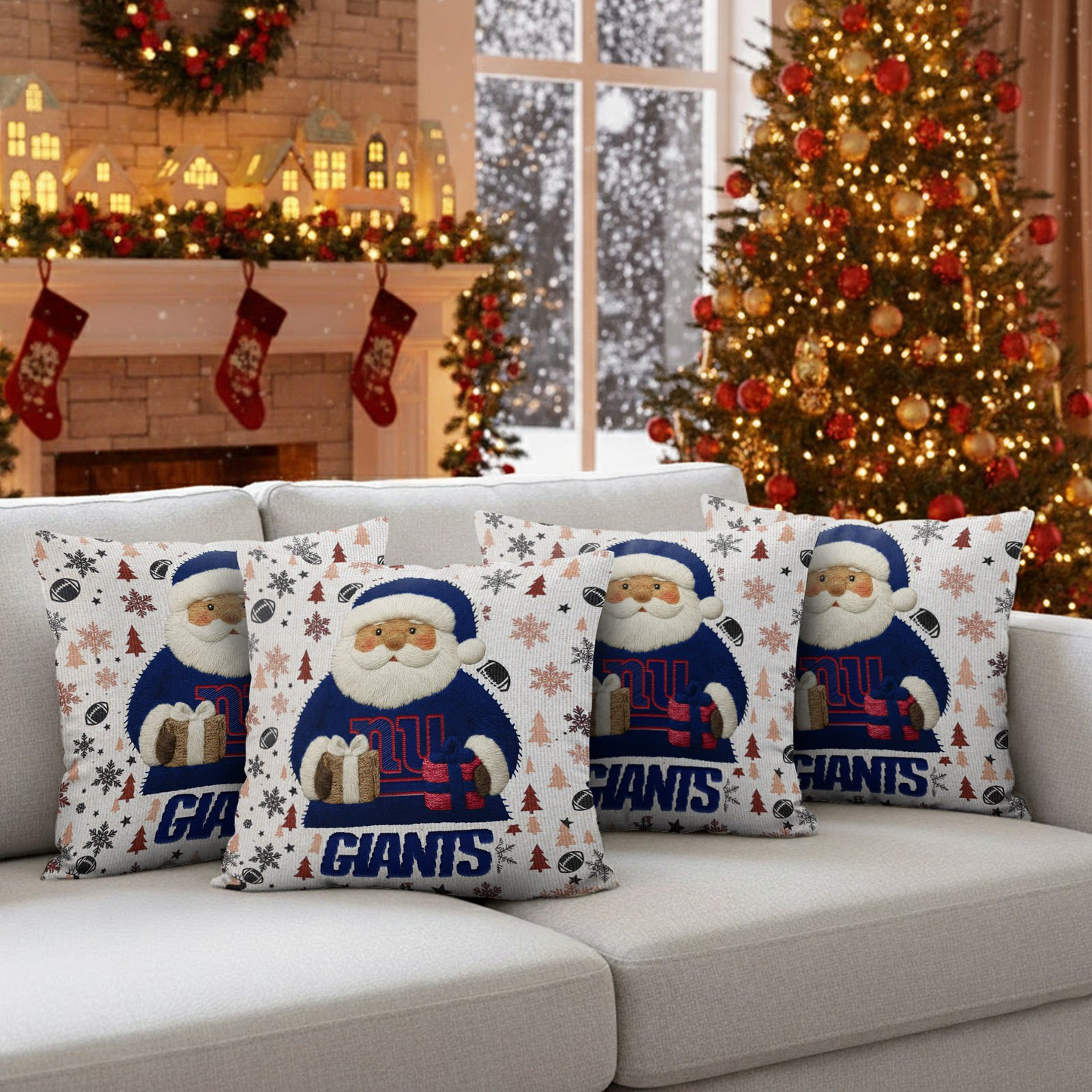Premium NFL NYG Santa Christmas Pillow V1 NMD TTV