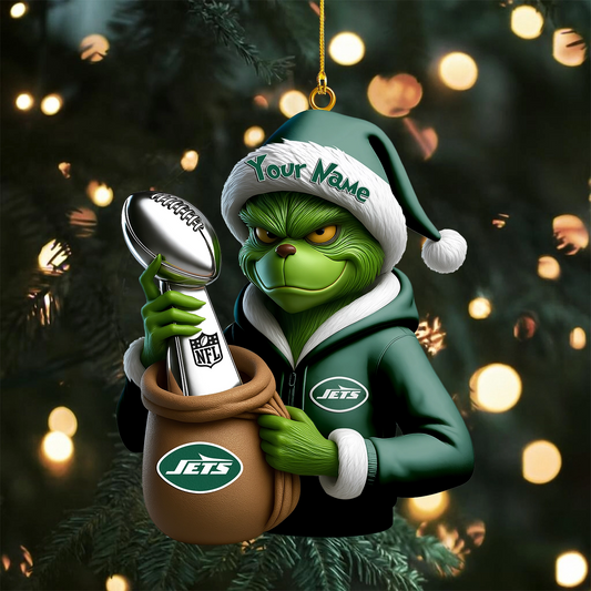Premium NFL NYJ x The Grinch Christmas Ornament V1 NMD TTV