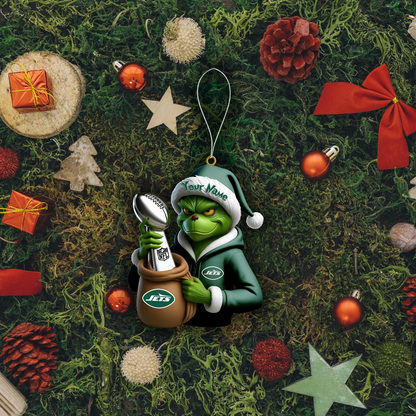 Premium NFL NYJ x The Grinch Christmas Ornament V1 NMD TTV