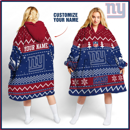 Premium NFL NYYG Merry Christmast Fleece Hoodie Blanket V1 NMD TTV